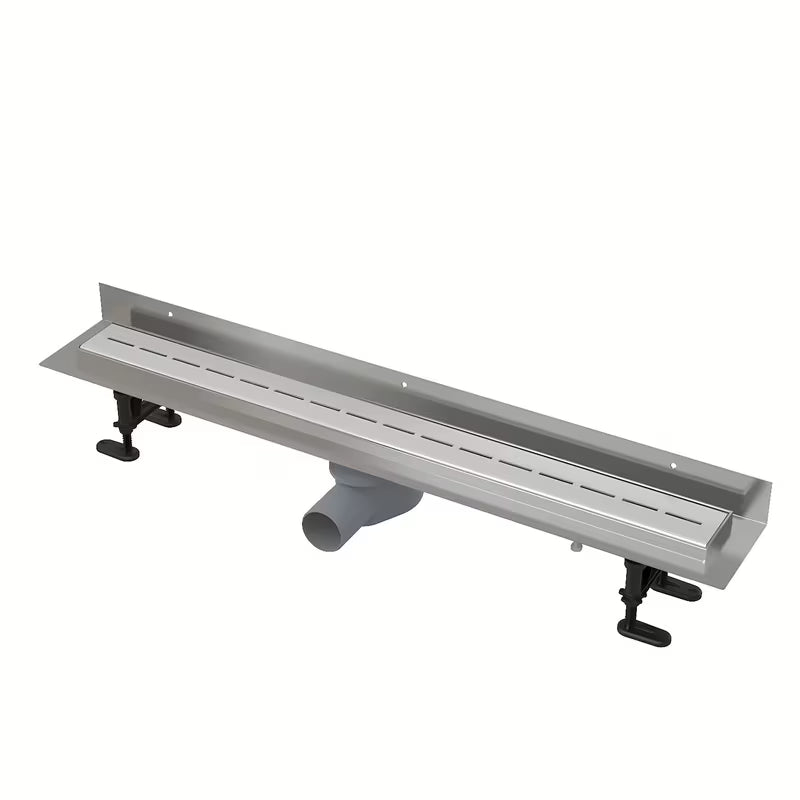 Nerjavni kanaleta za tuš Alca 91 cm v barvi chrome z mat rešetko iz nerjavnega jekla in nizkim vrtljivim sifonom