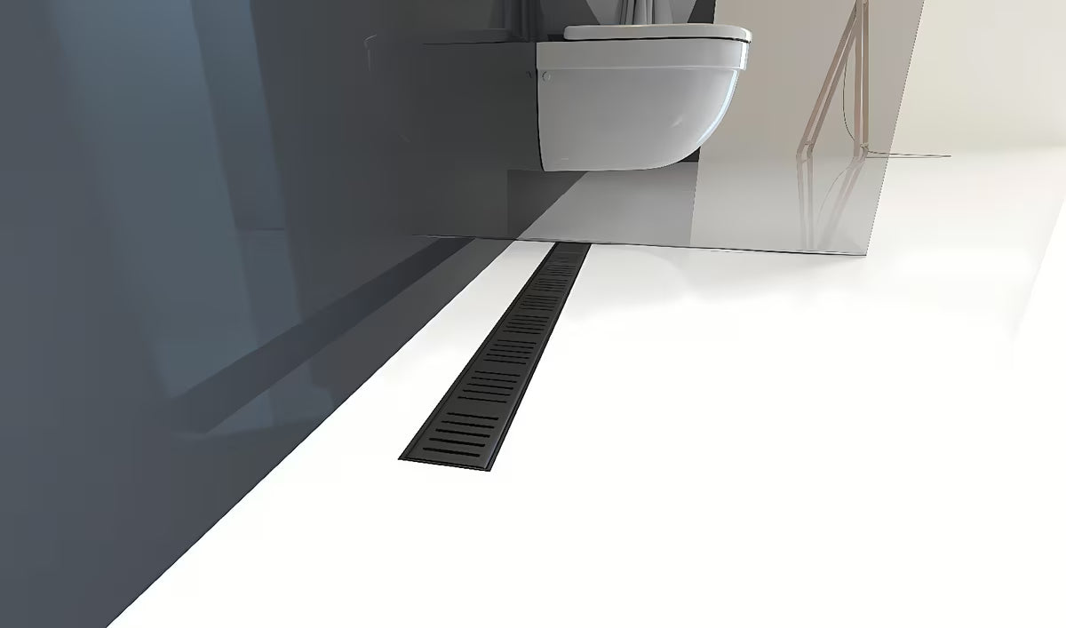 Kanaleta za Tuš Alca Apz10black Simple v črni mat barvi z rešetko