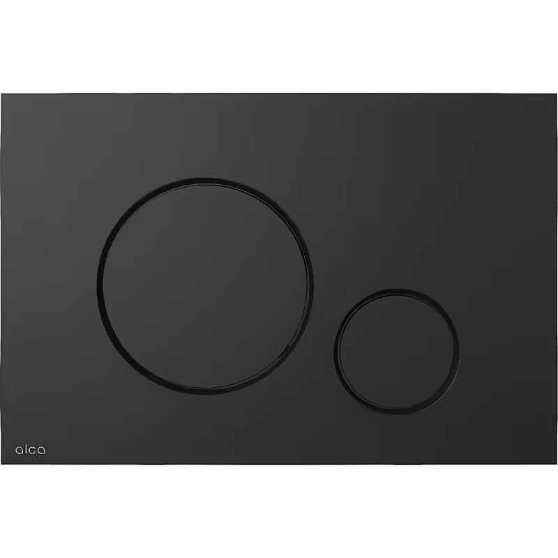 Crno-mat aktivirna tipka Alca pro predzidni instalacijski sustavi i WC školjka vodokotlići pro za ugradnju u zid.