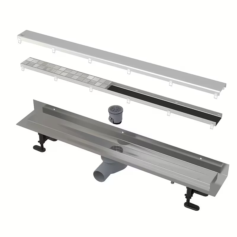 Inox kanaleta za tuš Alca APZ23 Double do stene s obostranom rešetkom pro puni inox ili za umetanje pločica