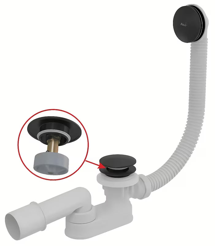 Sifon za Kad Avtomatik Alca ClickClack u mat crnoj obradi s preljevom