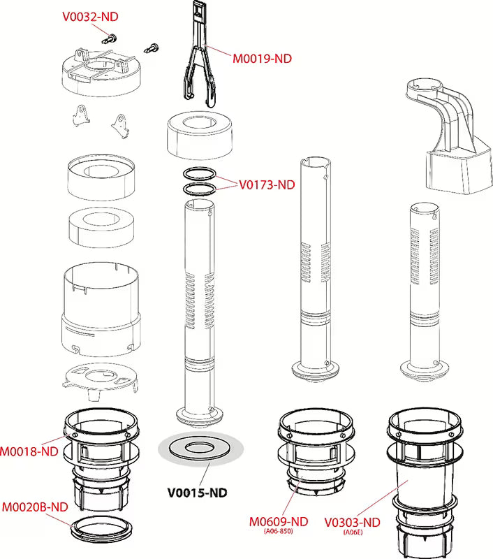 Bijeli odtočni ventil Alca pro dvokoličinsko štedno ispiranje za predzidne instalacijske sustave.