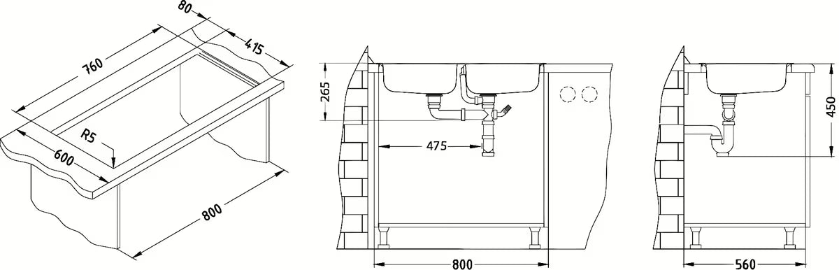 Nehrđajući vgradni kuhinjski dvojno korito Alveus Basic 160 bez ocjeđivača s dvije posude