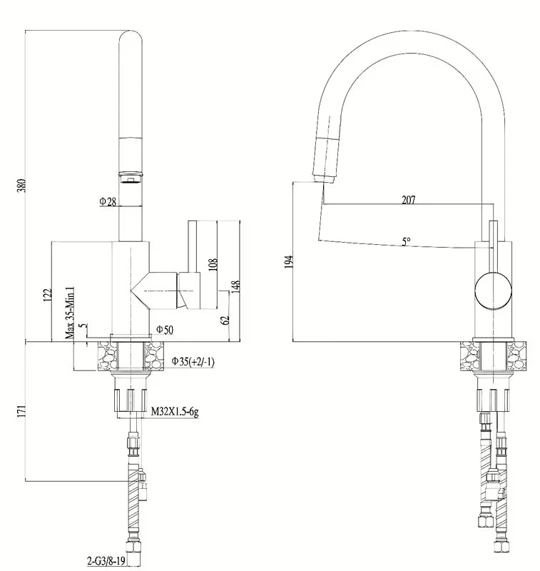 Alveus Delos enoročna armatura za pomivalno korito u antracit boji z vrtljivim izlivom i izvlačnim tušem