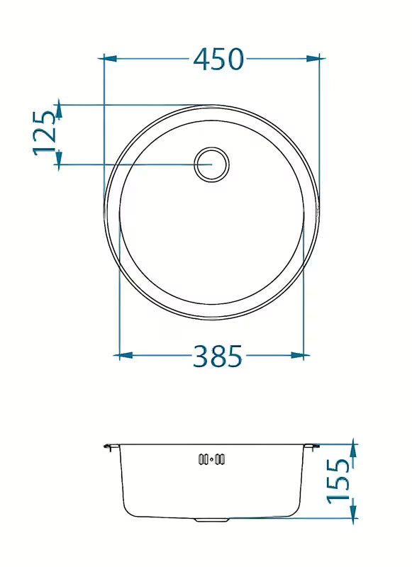 Okrogel nehrđajući kuhinjski vgradni sudoper Alveus Form 10 bez ocjeđivača