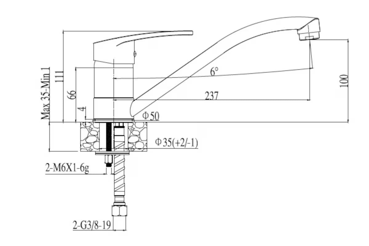 Ugradbeni granitni pomivalno korito Alveus Seta104 s ocjeđivačem i otvorom pro za slavinu