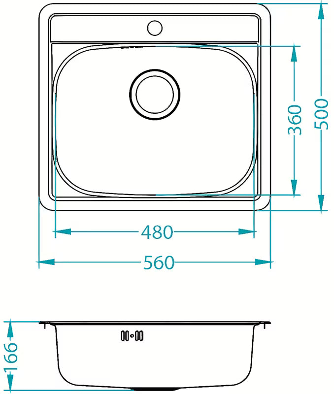 Inox vgradni pomivalno korito Alveus More 10 bez ocjeđivača, s preljevom i otvorom pro slavinu
