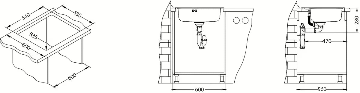 Inox vgradni pomivalno korito Alveus More 10 bez ocjeđivača, s preljevom i otvorom pro slavinu