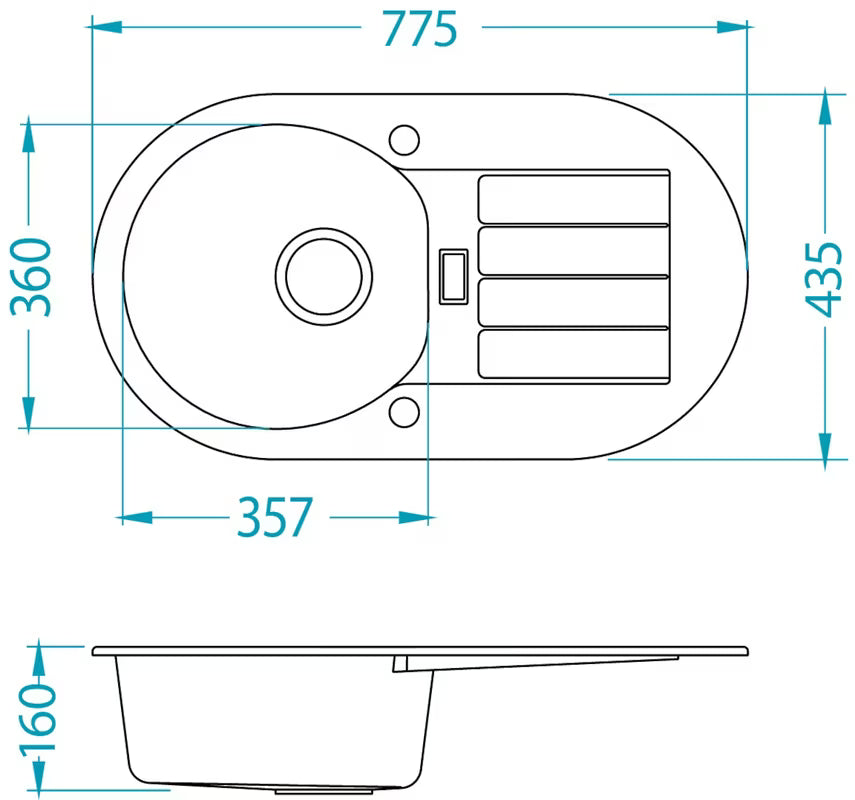 Bijeli granitni pomivalno korito Alveus Niagara 40 z odcejalnikom pro za delovni pult ugradnju.