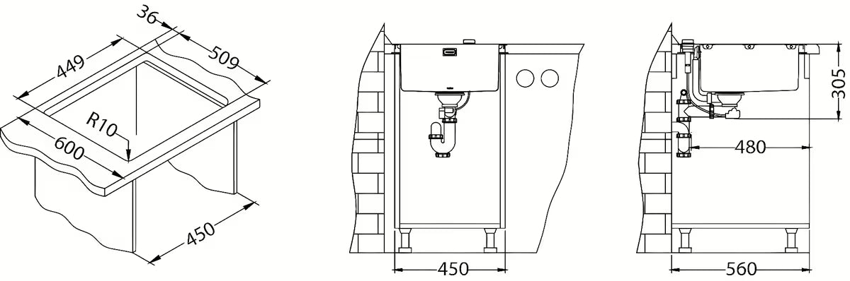 Inox kuhinjski enojno korito Alveus Pure 20 bez ocjeđivača, pro montaža za delovni pult