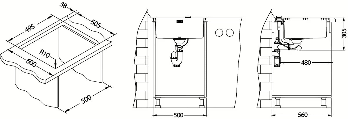 Inox pomivalno korito Alveus Pure 30 bez ocjeđivača pro montaža za delovni pult