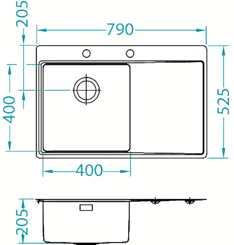 Inox pomivalno korito Alveus Pure 40 s ocjeđivačem i koritom lijevo, pro montaža za delovni pult.