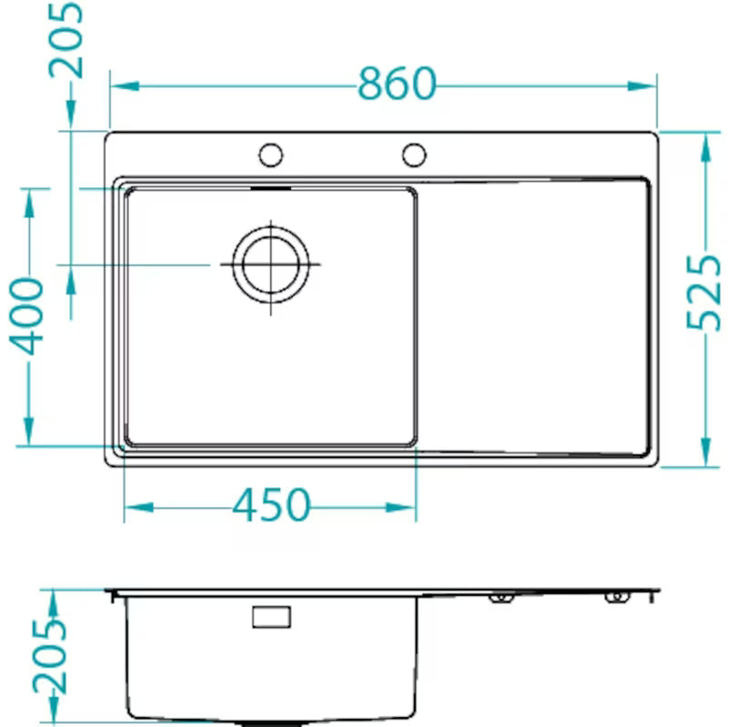 Inox pomivalno korito Alveus Pure 50 z odcejalnikom s koritom lijevo