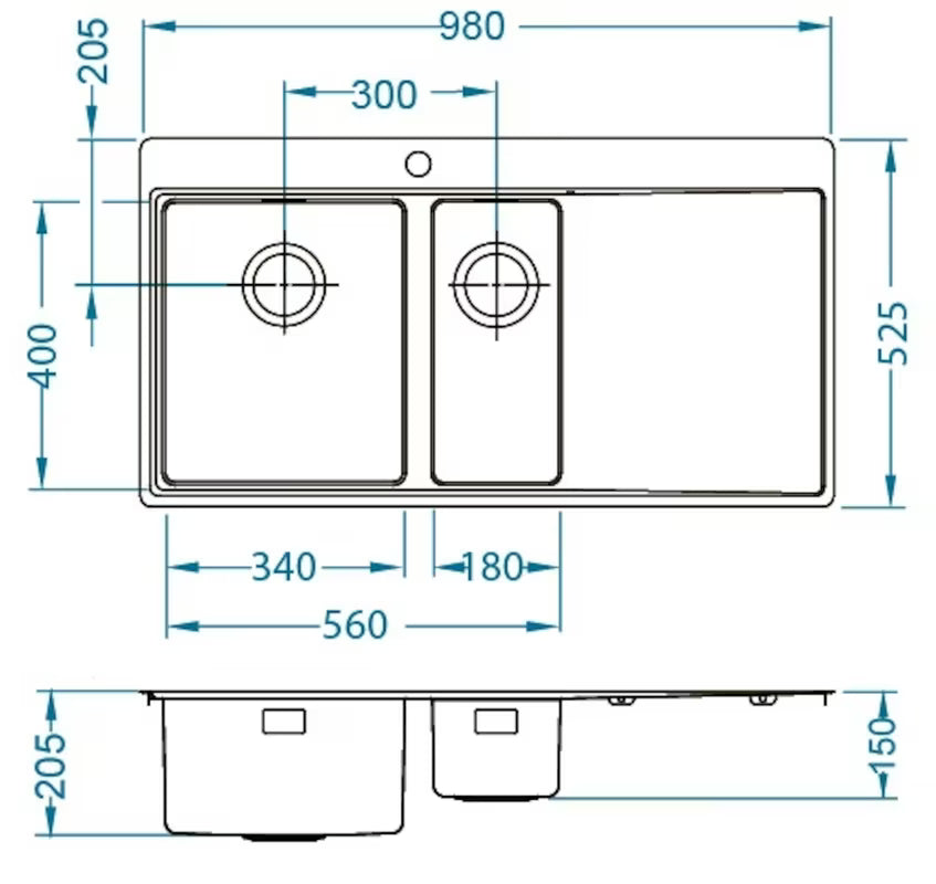 Inox pomivalno korito Alveus Pure 60 z odcejalnikom pro montaža za delovni pult