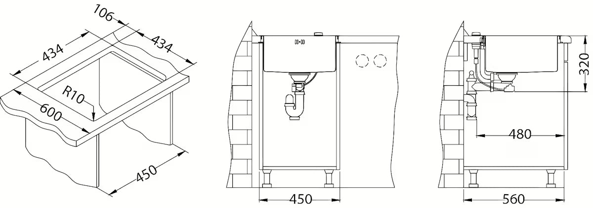 Inox vgradni pomivalno korito Alveus Qudrix 30 bez ocjeđivača, izvedba SAT