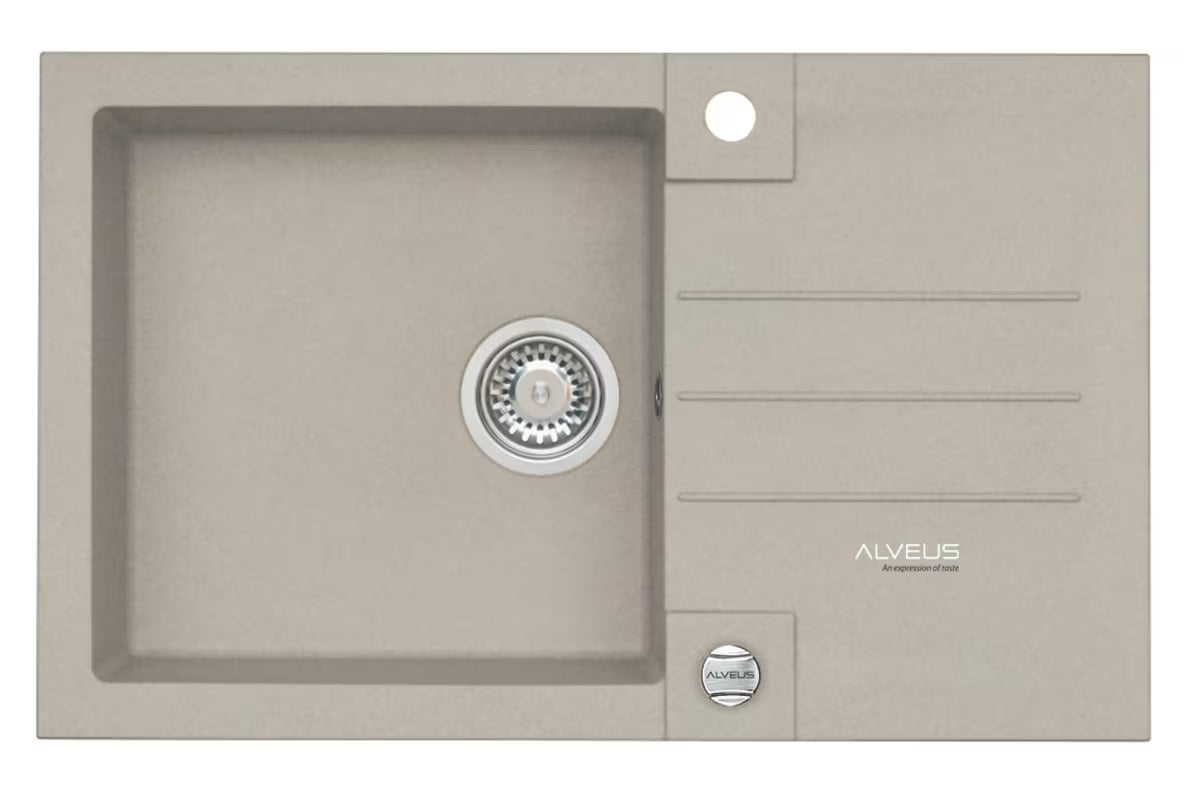 Bež granitni pomivalno korito Alveus Rock 130 s ocjeđivačem i otvorom pro za slavinu