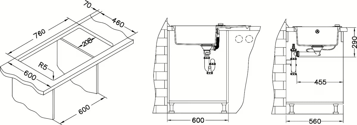 Bež granitni pomivalno korito Alveus Rock 130 s ocjeđivačem i otvorom pro za slavinu