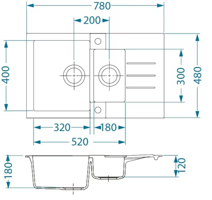 Bež granitni pomivalno korito Alveus Rock 70 s ocjeđivačem i manjim koritom, pro montaža za delovni pult.