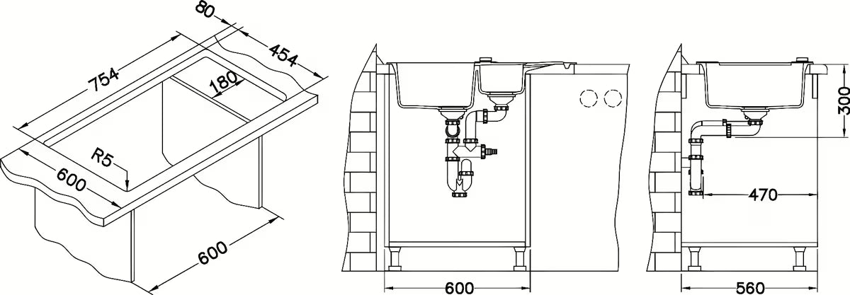 Bežični granitni pomivalno korito Alveus Rock 70 s ocjeđivačem i manjom kadicom pro montaža za delovni pult.