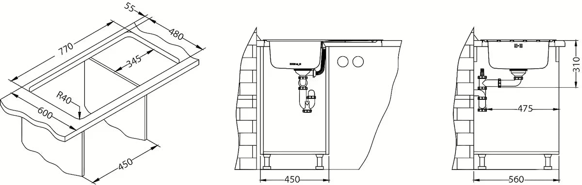 Inox vgradni pomivalno korito Alveus Zoom 20 z odcejalnikom u izvedbi SAT