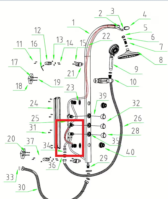 Povezovalna cevka Anima Easyshower 4 kot rezervni del pro tuš panel