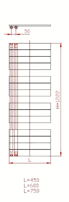 Bijeli kombiniran kupaonski radiator Anima Oliver 45x122 cm prikladan pro za grijanje i sušenje ručnika.