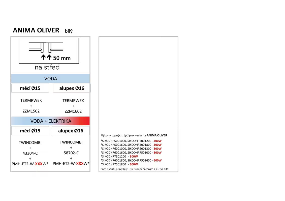 Bijeli kombiniran kupaonski radiator Anima Oliver 45x122 cm prikladan pro za grijanje i sušenje ručnika.
