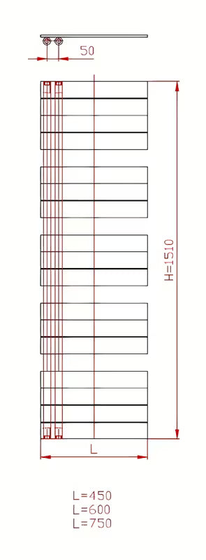 Bijeli kombiniran kupaonski radiator Anima Oliver 151x60 cm prikladan i pro za sušenje ručnika.