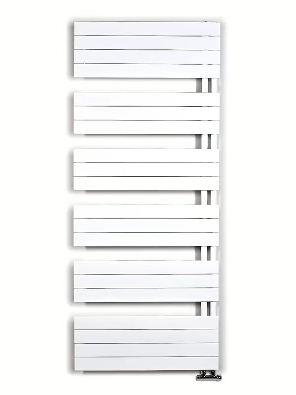 Bel kombiniran kopalniški radiator Anima Oliver 75x179 cm, primeren pro za ogrevanje in sušenje brisač.