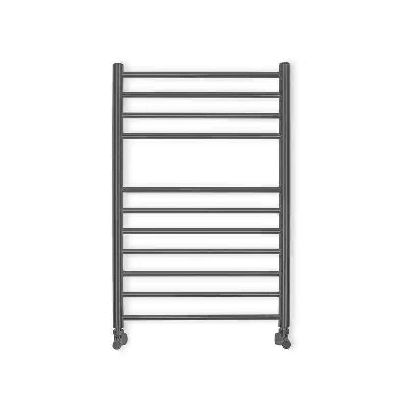 Anima Paul kombiniran kopalniški radiator 60x120 cm v barvi PVD gun metal s tankimi vodoravnimi cevmi.