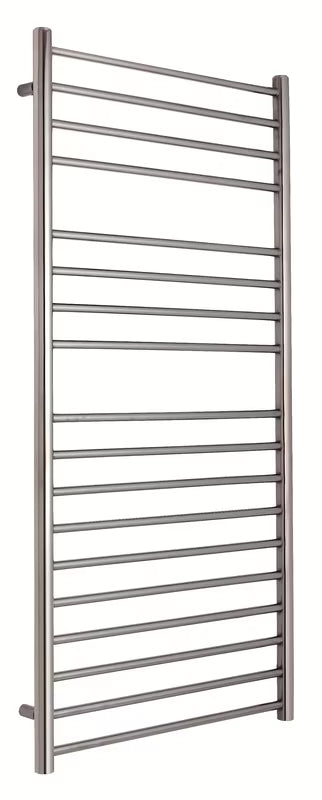 Anima Paul kombiniran kopalniški radiator 60x120 cm v barvi PVD gun metal s tankimi vodoravnimi cevmi.