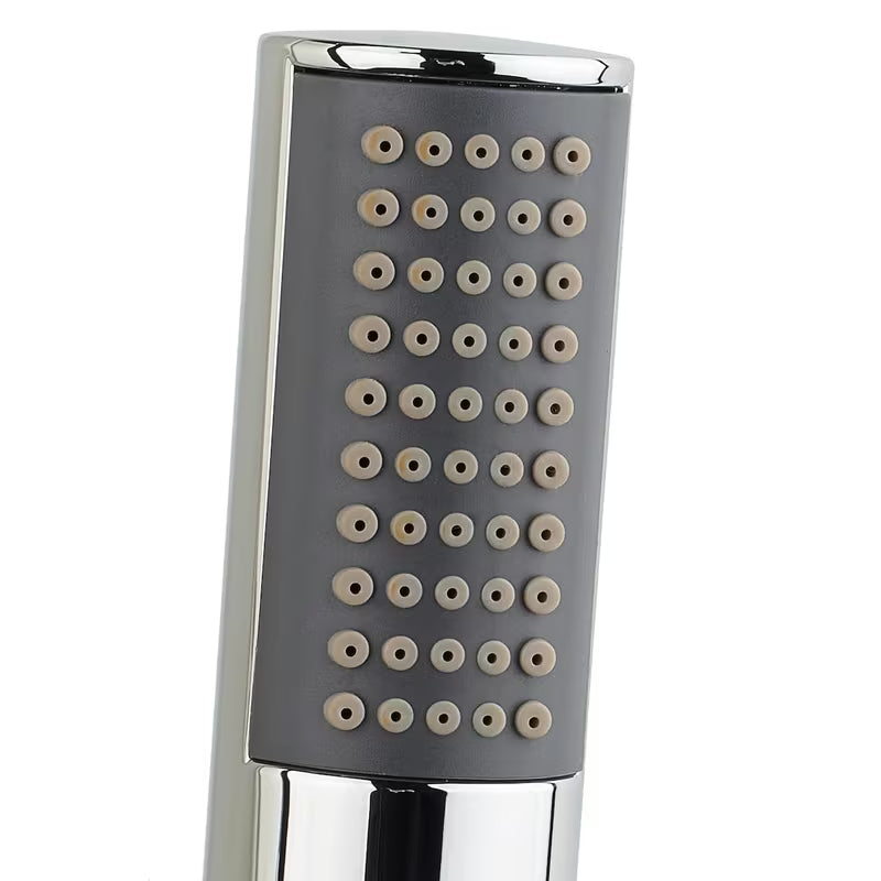 Tuš panel Anima Primeshower z enoročnim mešalnikom, zgornjo deževno prho, ročno prho in masažnimi šobami.