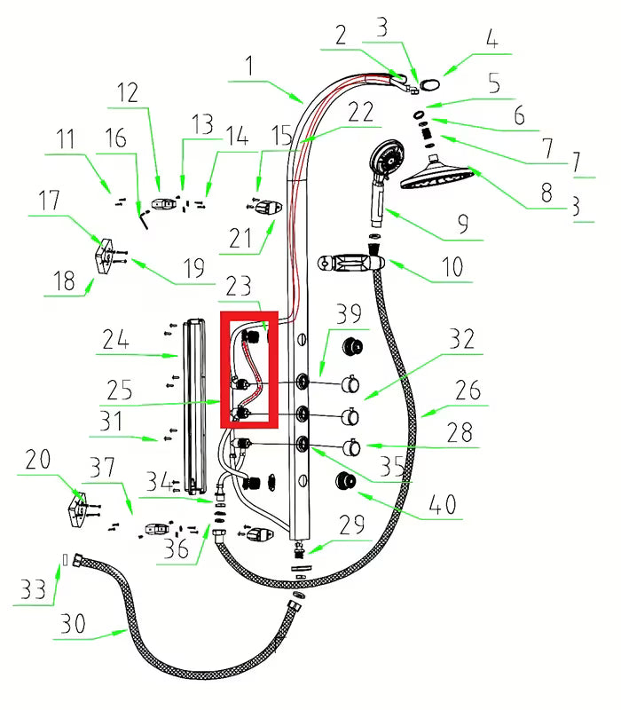 Spojno crijevo Anima Easyshower kao rezervni del pro tuš panel.