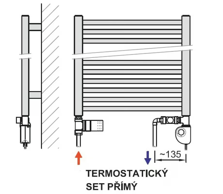 Krom kombiniran radiator Anima Titus 55x125 cm s sredinskim priklopom 50 mm