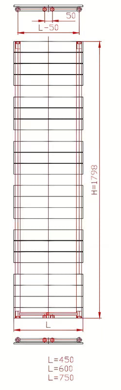 Anima Viktor kombiniran radiator 179x45 cm v antracitni barvi, pro za ogrevanje in sušenje brisač.