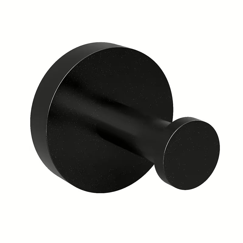 Črn kopalniški kavelj Bemeta Dark pro, montaža z lepljenjem ali vrtanjem.