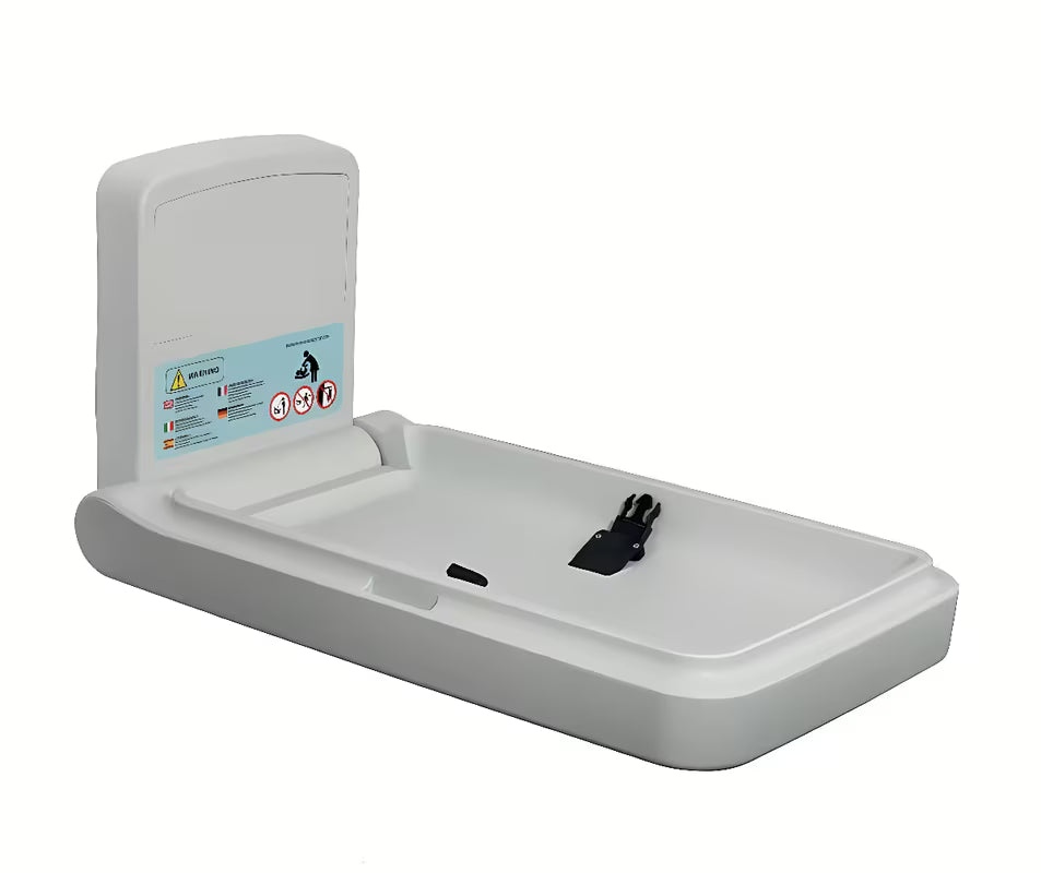 Bel stenski zložljiv previjalna miza Bemeta iz trpežne plastike s pralno površino