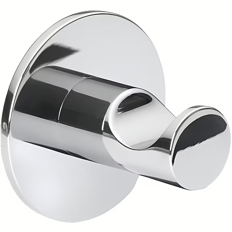 Kromiran kavelj Bemeta Omega v minimalistični izvedbi pro za obešanje brisač in kopalnih plaščev.