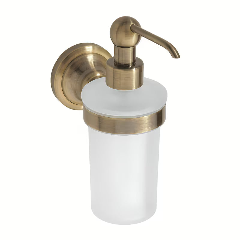 Stenski dozirnik za milo Bemeta Ricordi u brončanoj završnoj obradi u retro stilu s mat staklom.