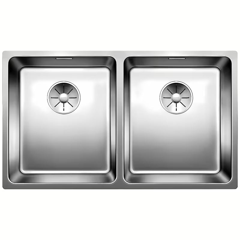 Inox kuhinjski dvojno korito Blanco Andano u svilenkastom sjaju pro montaža pod delovni pult.
