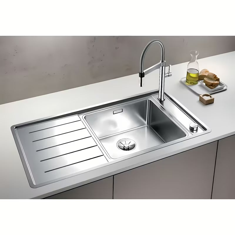 pomivalno korito Blanco Andano od nehrđajućeg čelika s ocjeđivačem, površina svileni sjaj, orijentacija lijevo