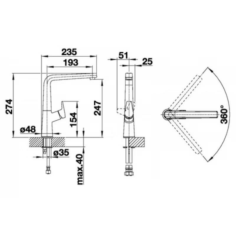 Blanco Avona enoročna stoječa armatura za pomivalno korito u krom izvedbi z vrtljivim izlivom