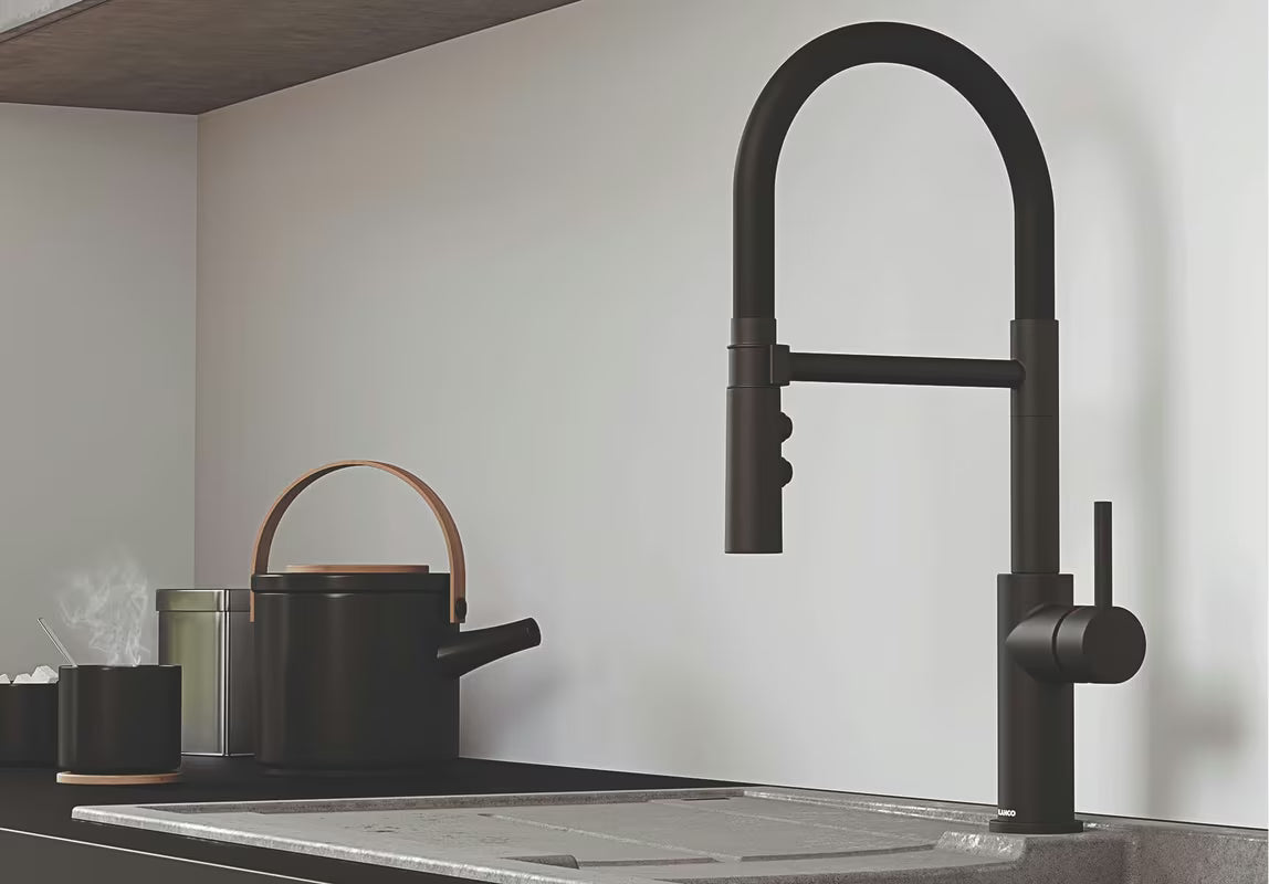 Blanco Catris-S Flexo enoročna armatura za pomivalno korito u crnoj mat boji s izvlačnim tušem