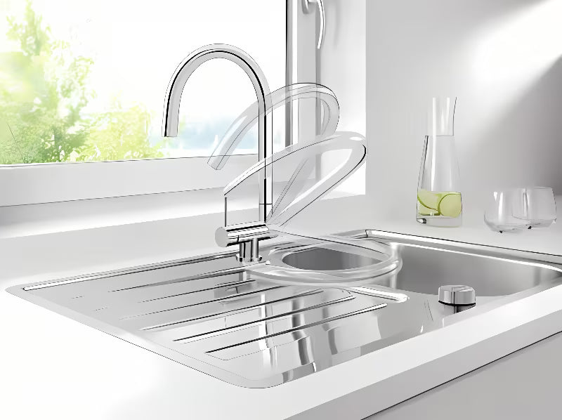 Blanco Coressa-F enoročna armatura za pomivalno korito za ugradnju ispred prozora u krom izvedbi s ručicom lijevo