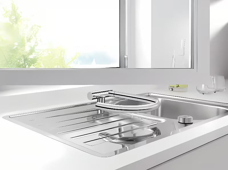 Blanco Coressa-F enoročna armatura za pomivalno korito za ugradnju ispred prozora u krom izvedbi s ručicom lijevo