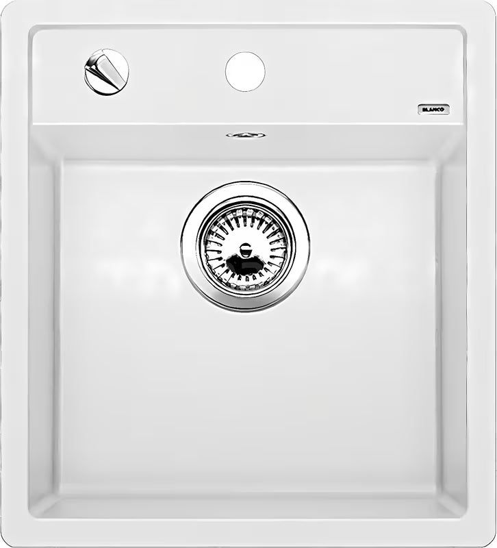 Bijeli kuhinjski enojno korito Blanco Dalago 45 od materijala Silgranit PuraDur pro, ugradnja odozgo na pult.