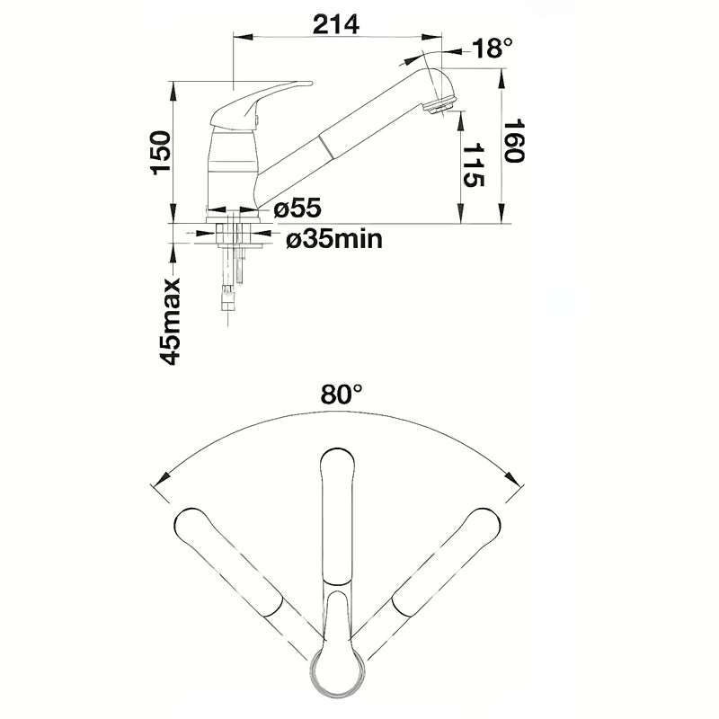 Kromirana enoročna stoječa armatura za pomivalno korito Blanco Daras - S izvlačnim tušem