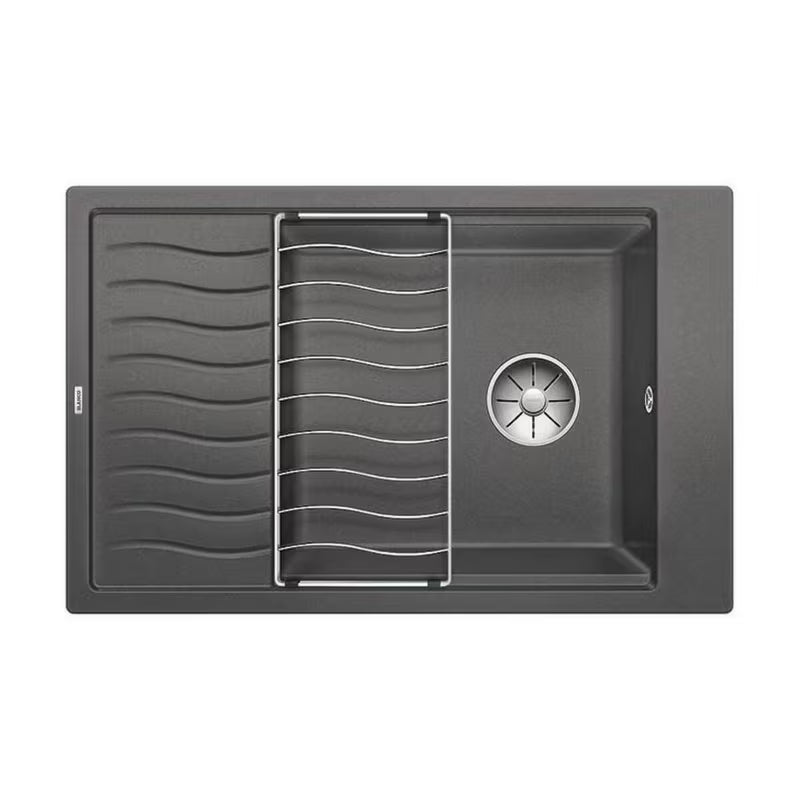 Granitni pomivalno korito Blanco elonxl 6 S ocjednom plohom u boji siva stijena pro ugradnja odozgo.