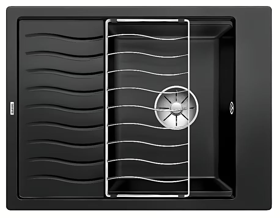 Crni granitni pomivalno korito Blanco Elon 45 S ocjedom pro nadgradna ugradnja