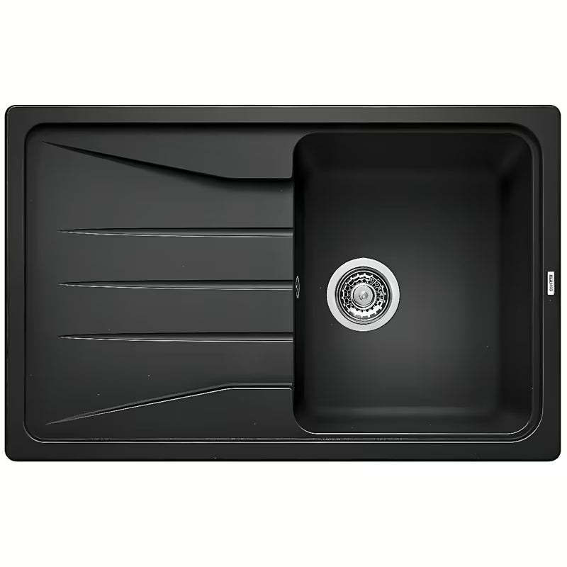 Crni granitni pomivalno korito Blanco Sona 45 S ocjedom za delovni pult, 78 x 50 cm.